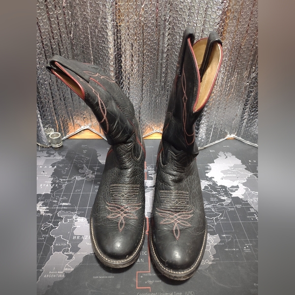 Tony Lama style 2022 black & red western boots size 7 EE - Picture 3 of 8